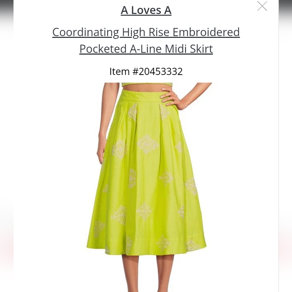 A Loves midi skirt NWT Embroidered